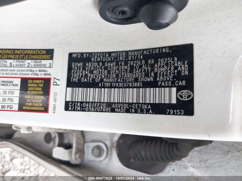 4T1BF1FK9EU783885 2014 Toyota Camry Se
