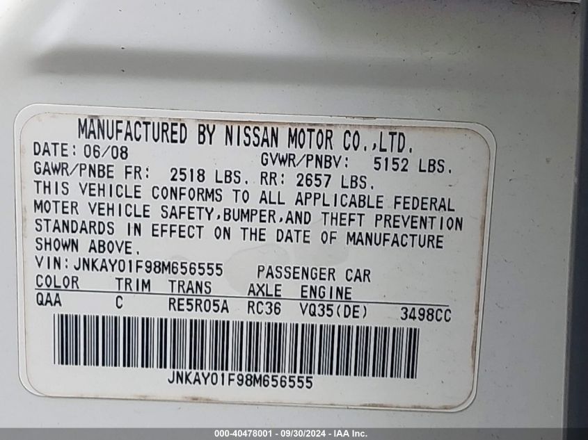 JNKAY01F98M656555 2008 Infiniti M35X