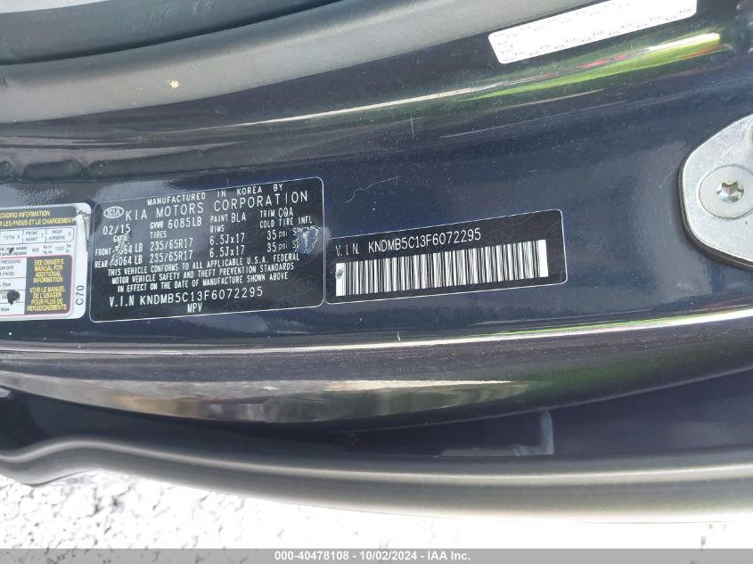 KNDMB5C13F6072295 2015 Kia Sedona Lx