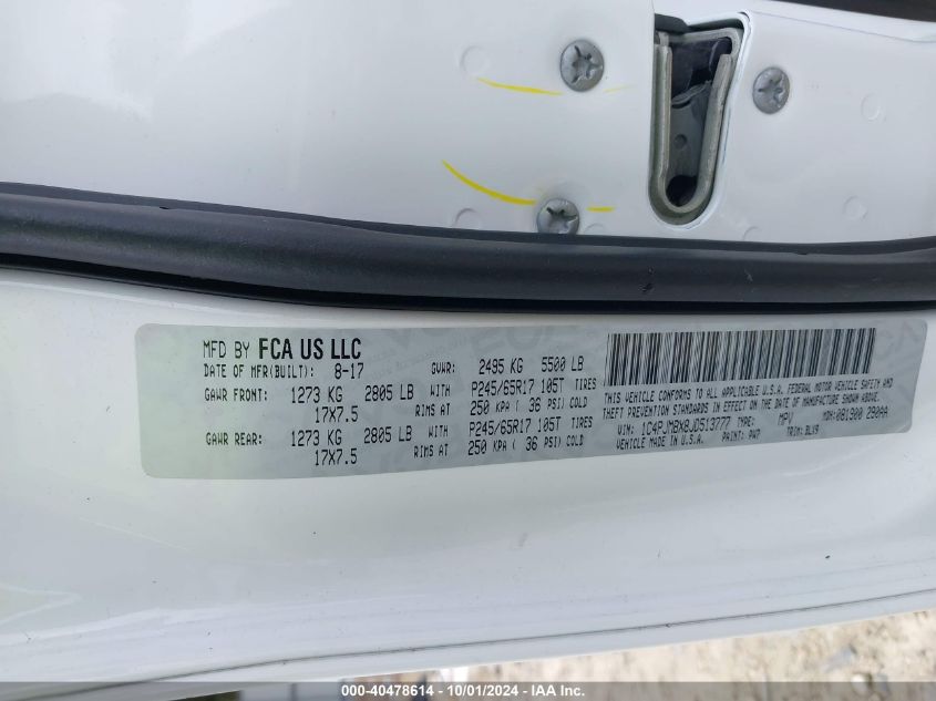 1C4PJMBX8JD513777 2018 Jeep Cherokee Trailhawk 4X4