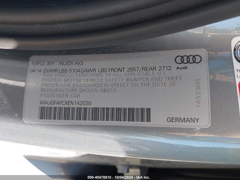 WAUGFAFCXEN142030 2014 Audi A6 2.0T Premium