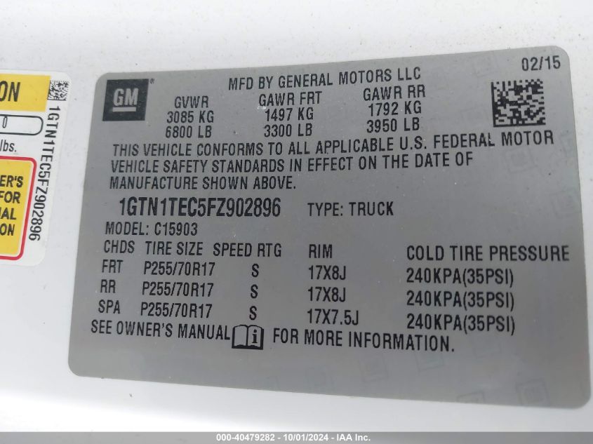 1GTN1TEC5FZ902896 2015 GMC Sierra C1500