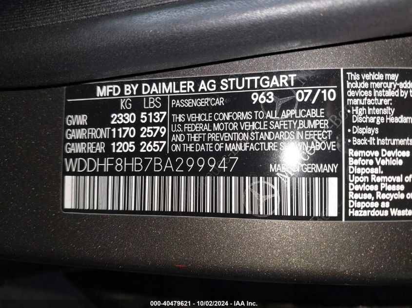 WDDHF8HB7BA299947 2011 Mercedes-Benz E 350 4Matic