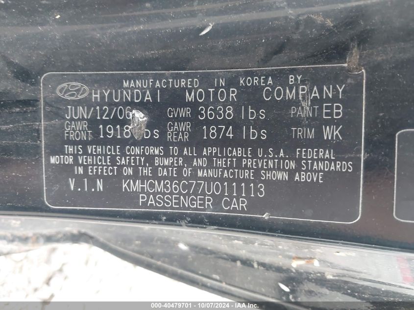 KMHCM36C77U011113 2007 Hyundai Accent Gs