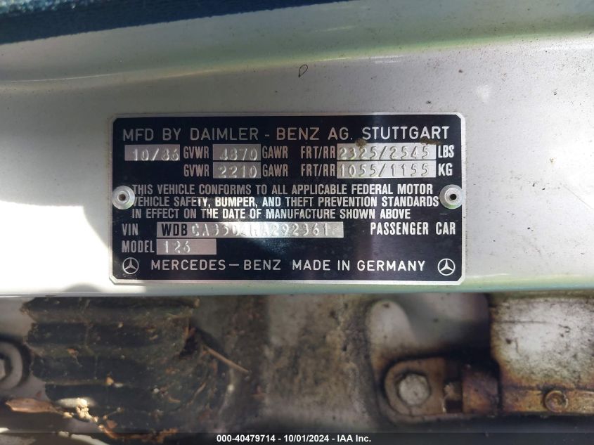 WDBCA35D4HA292361 1987 Mercedes-Benz 420 Sel