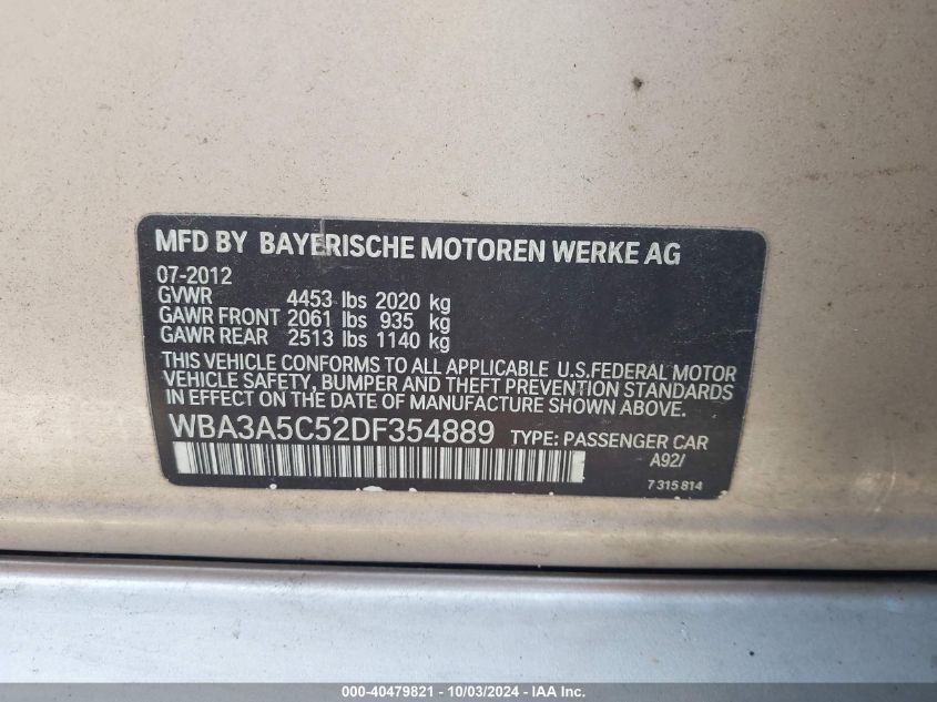 WBA3A5C52DF354889 2013 BMW 328I