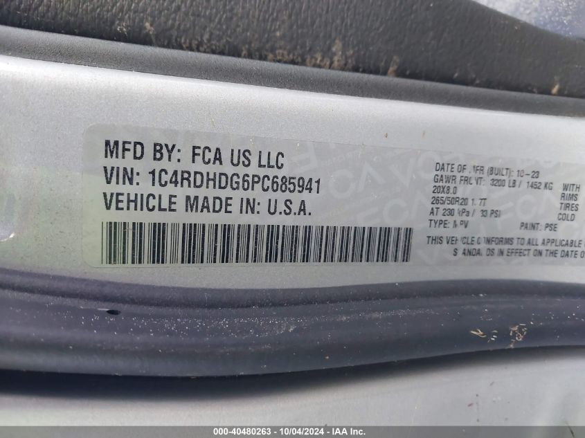 1C4RDHDG6PC685941 2023 Dodge Durango Gt Plus Rwd