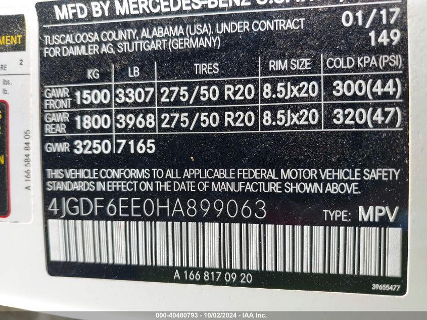 4JGDF6EE0HA899063 2017 Mercedes-Benz Gls 450 4Matic