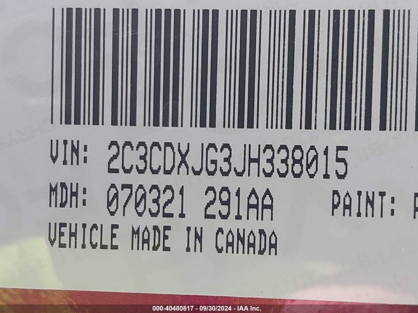 2C3CDXJG3JH338015 2018 Dodge Charger Gt Awd