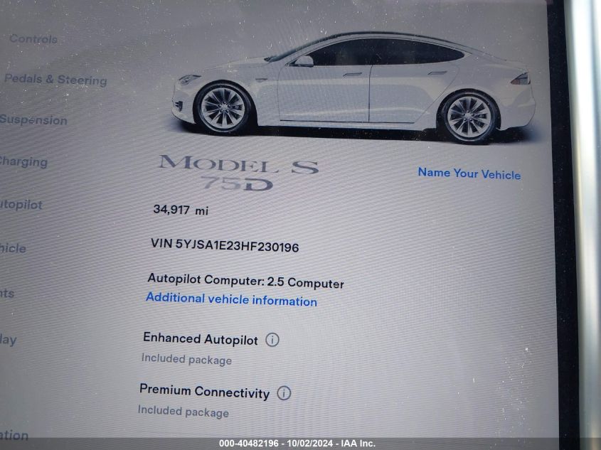 5YJSA1E23HF230196 2017 Tesla Model S 100D/60D/75D/90D/P100D