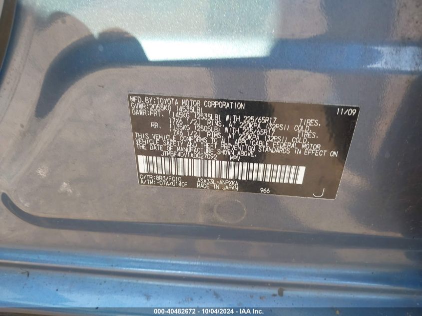 JTMBF4DV1AD027092 2010 Toyota Rav4