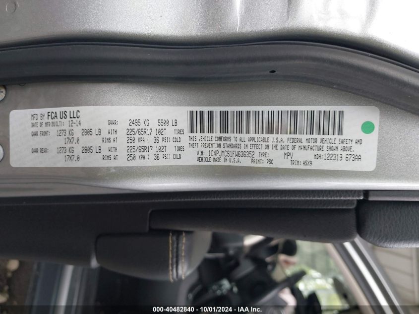 1C4PJMCS1FW636352 2015 Jeep Cherokee Latitude