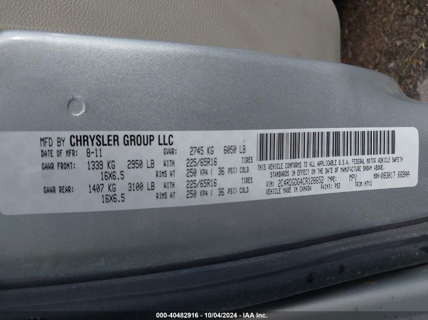 2C4RDGDG4CR128652 2012 Dodge Grand Caravan Crew