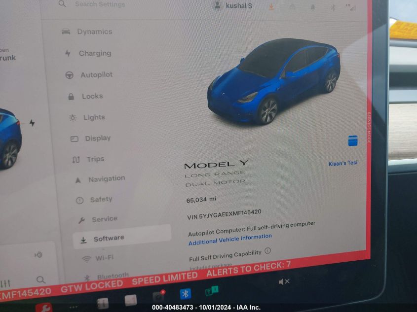 2021 Tesla Model Y VIN: 5YJYGAEEXMF145420 Lot: 40483473