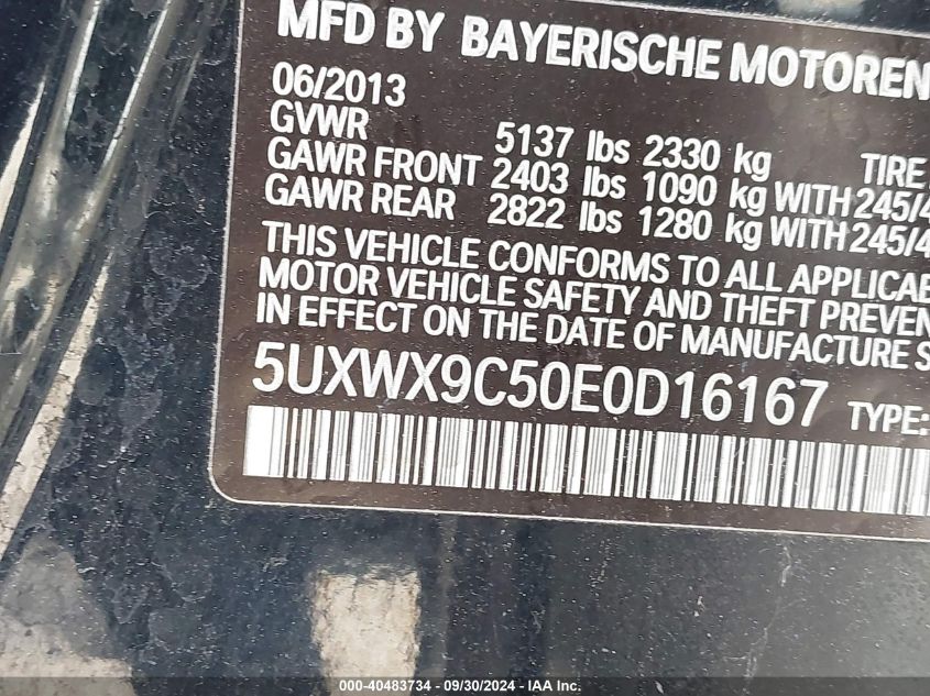 5UXWX9C50E0D16167 2014 BMW X3 xDrive28I