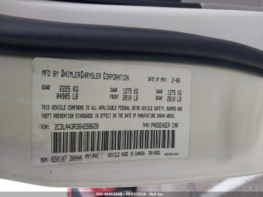 2C3LA43R36H298628 2006 Chrysler 300