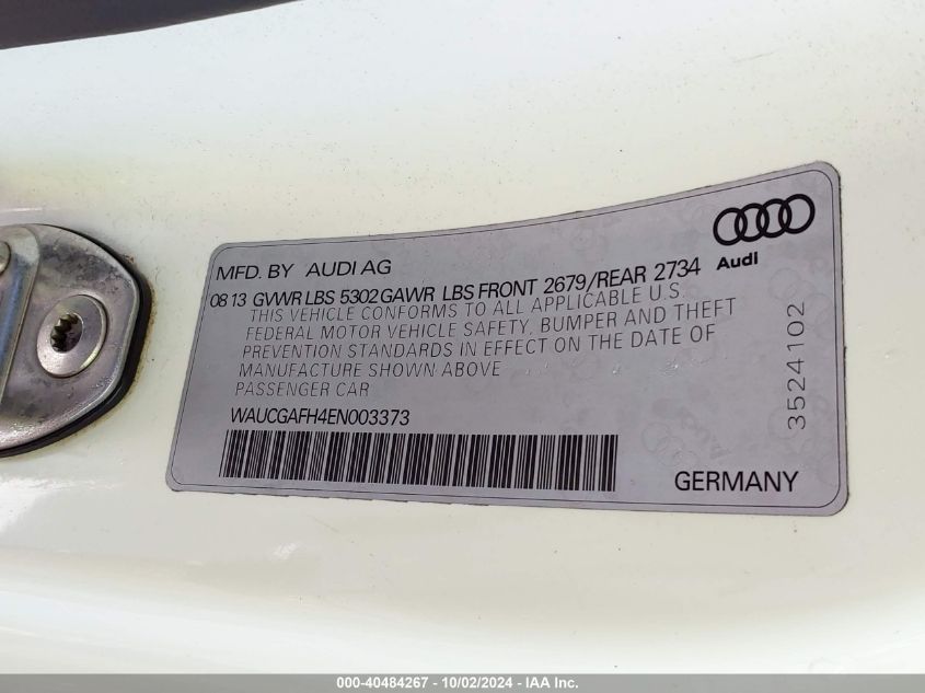 WAUCGAFH4EN003373 2014 Audi S5 3.0T Premium Plus