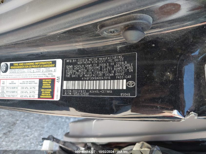 4T4BF3EK8AR047016 2010 Toyota Camry Le