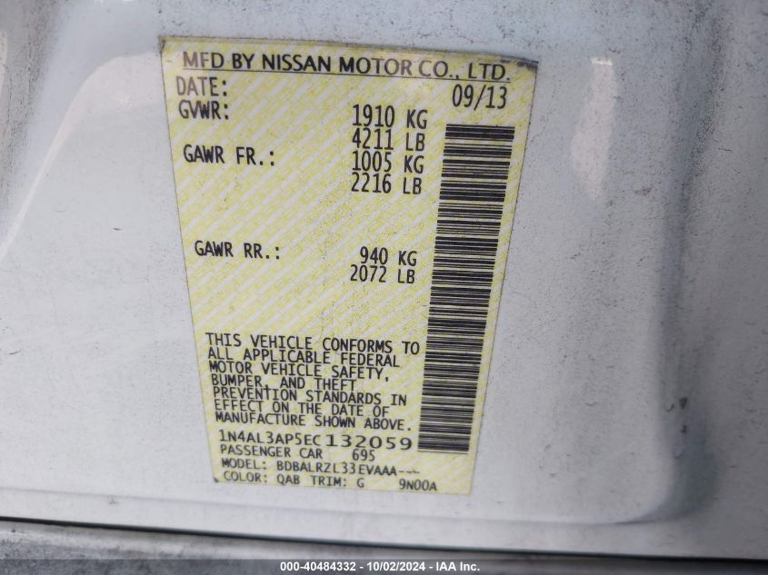 1N4AL3AP5EC132059 2014 Nissan Altima 2.5 S