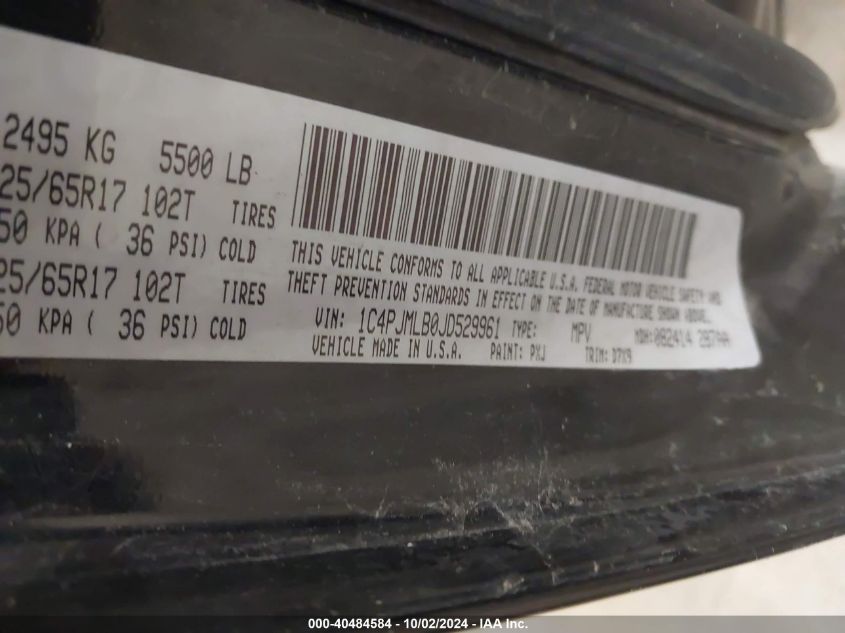 1C4PJMLB0JD529961 2018 Jeep Cherokee Latitude Plus 4X4