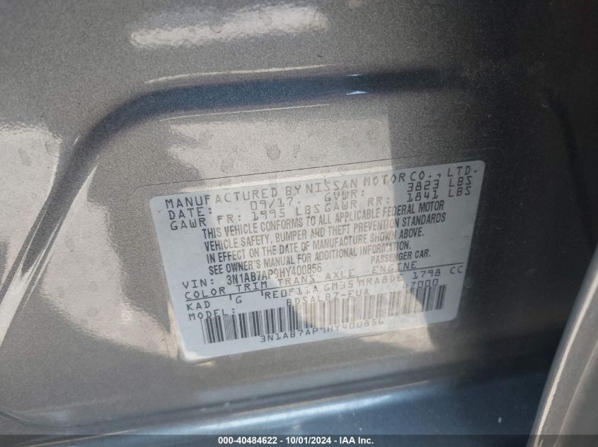 3N1AB7AP9HY400856 2017 Nissan Sentra S