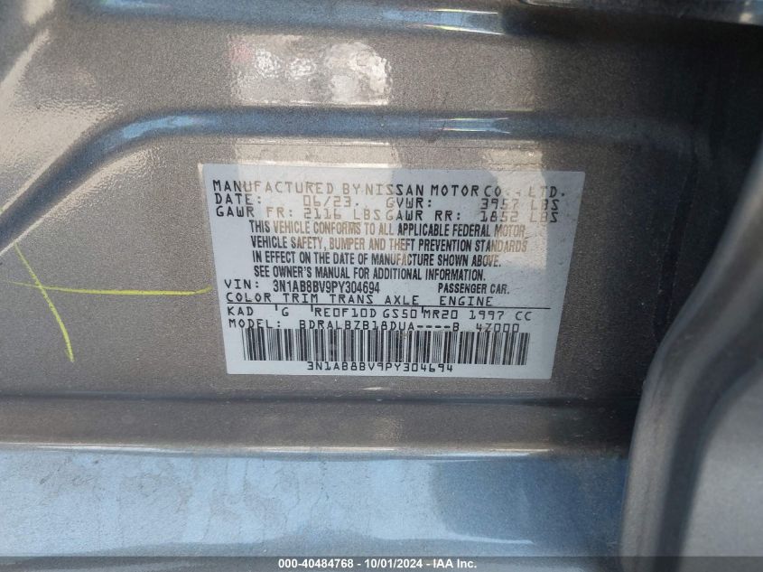 3N1AB8BV9PY304694 2023 Nissan Sentra S