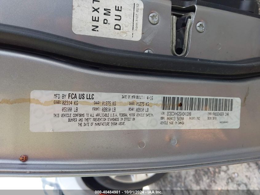 2C3CDXHG2GH241208 2016 Dodge Charger Sxt