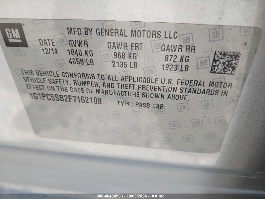 1G1PC5SB2F7162108 2015 Chevrolet Cruze Lt