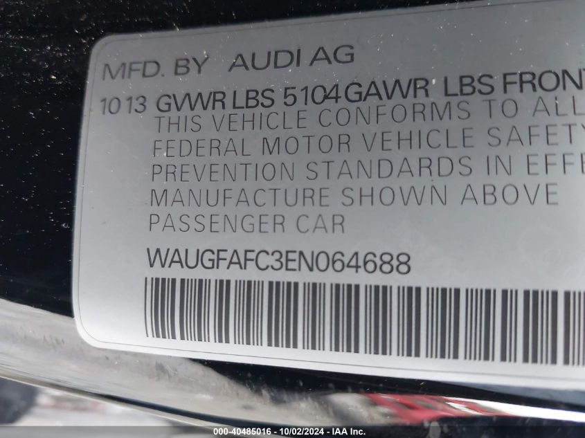 WAUGFAFC3EN064688 2014 Audi A6 2.0T Premium