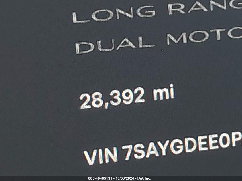 2023 Tesla Model Y Awd/Long Range Dual Motor All-Wheel Drive VIN: 7SAYGDEE0PA030461 Lot: 40485131