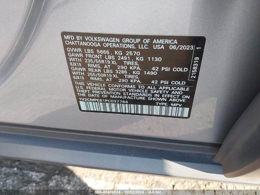 2023 Volkswagen Id.4 Pro VIN: 1V2CMPE81PC037784 Lot: 40486534