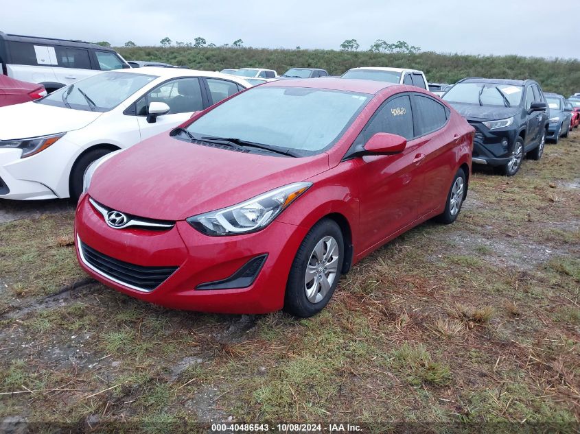 VIN KMHDH4AE8GU489726 2016 Hyundai Elantra, SE no.2