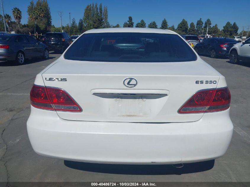 2005 Lexus Es 330 VIN: JTHBA30G055139560 Lot: 40486724