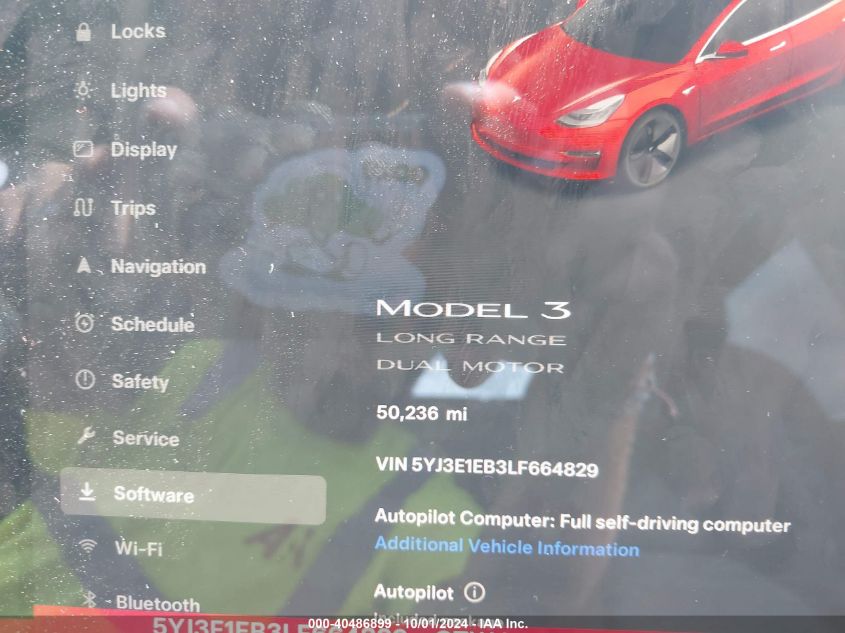 2020 Tesla Model 3 Long Range Dual Motor All-Wheel Drive VIN: 5YJ3E1EB3LF664829 Lot: 40486899