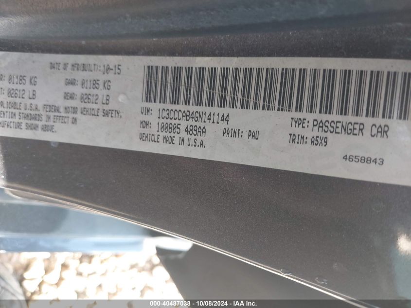 1C3CCCAB4GN141144 2016 Chrysler 200 Limited