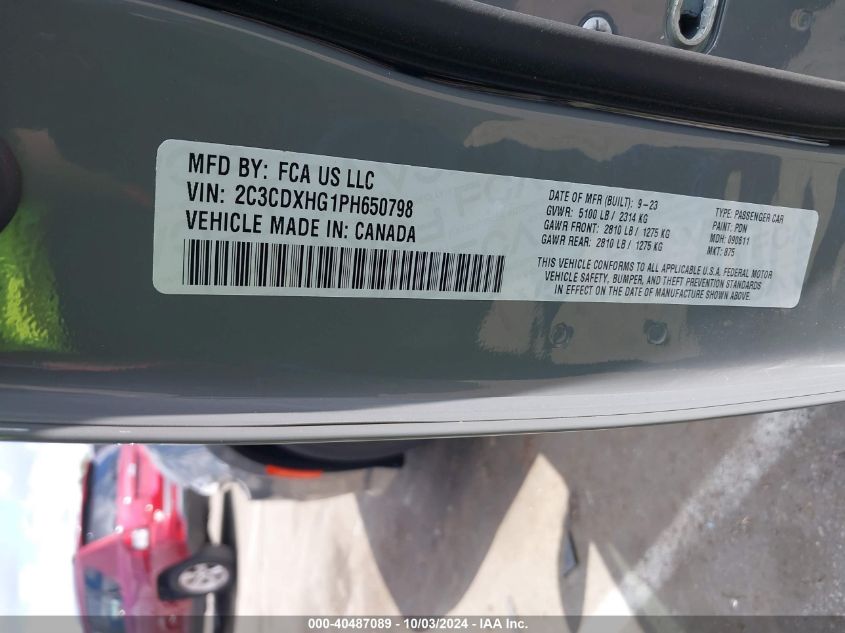 2C3CDXHG1PH650798 2023 Dodge Charger Gt