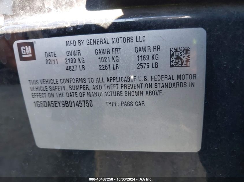 1G6DA5EY9B0145750 2011 Cadillac Cts Standard