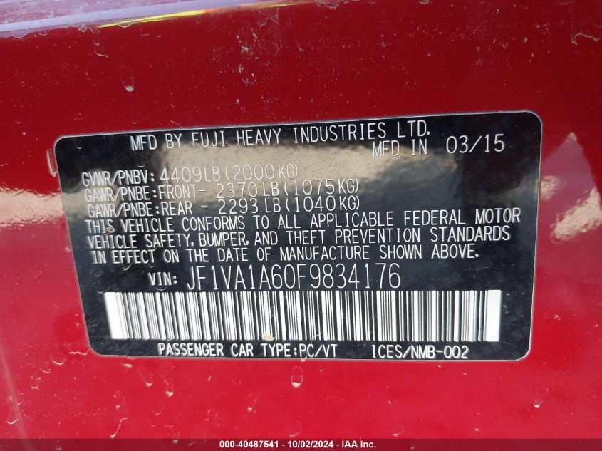 JF1VA1A60F9834176 2015 Subaru Wrx