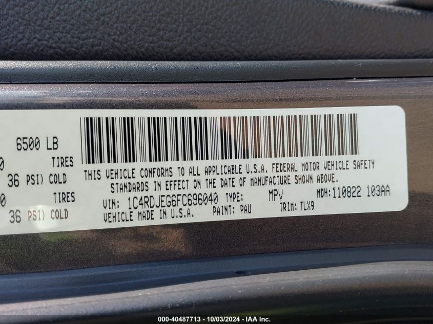 1C4RDJEG6FC696040 2015 Dodge Durango Citadel