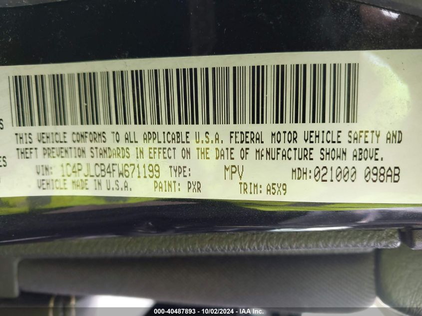 1C4PJLCB4FW671199 2015 Jeep Cherokee Latitude