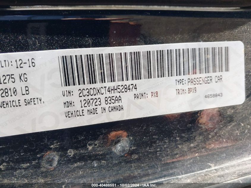 2C3CDXCT4HH528474 2017 Dodge Charger R/T Rwd