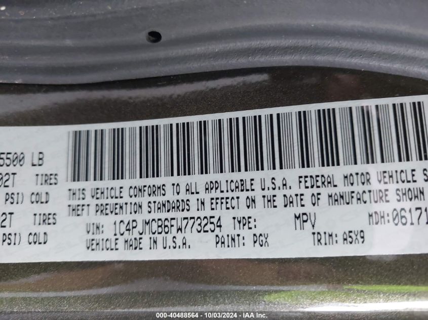 1C4PJMCB6FW773254 2015 Jeep Cherokee Latitude