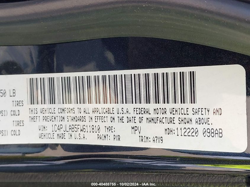 1C4PJLAB5FW611810 2015 Jeep Cherokee Sport