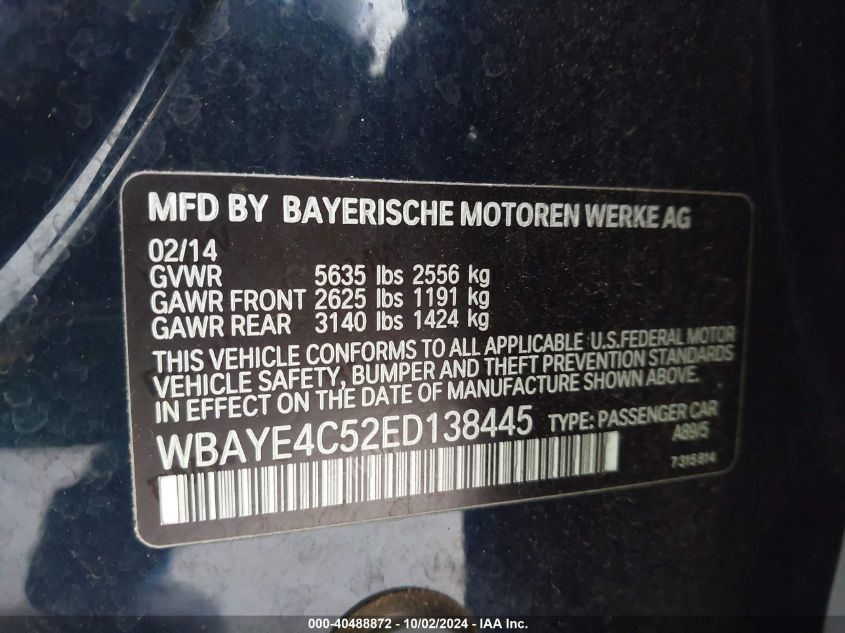 WBAYE4C52ED138445 2014 BMW 740Li