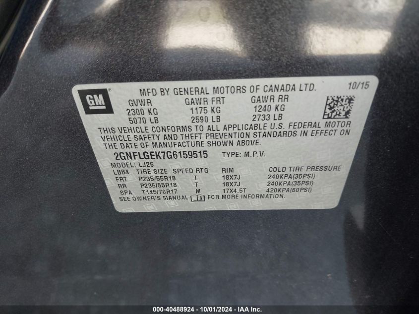 2GNFLGEK7G6159515 2016 Chevrolet Equinox Ltz