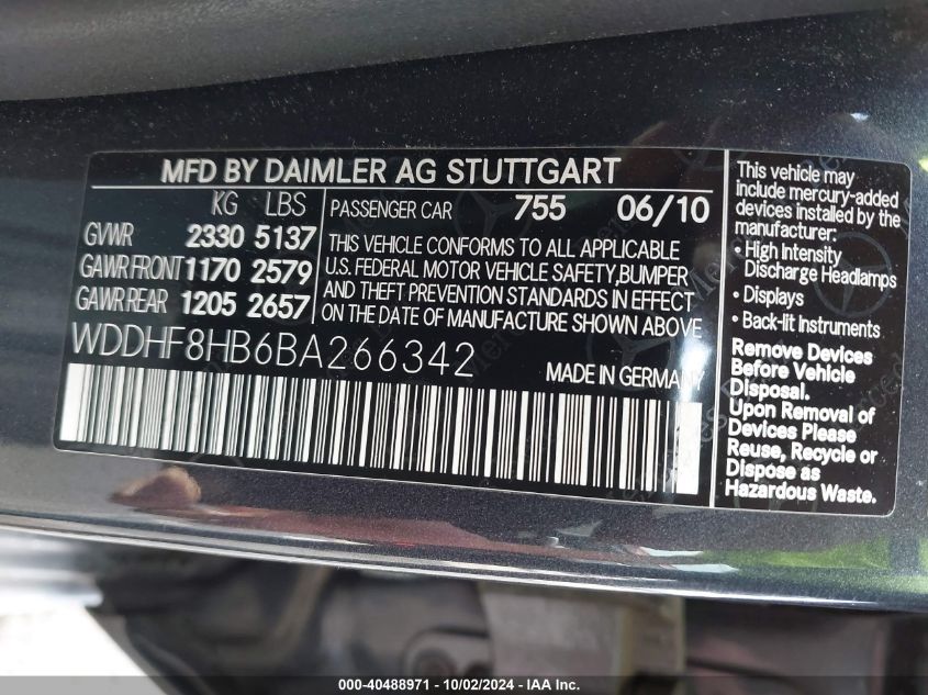 WDDHF8HB6BA266342 2011 Mercedes-Benz E 350 4Matic