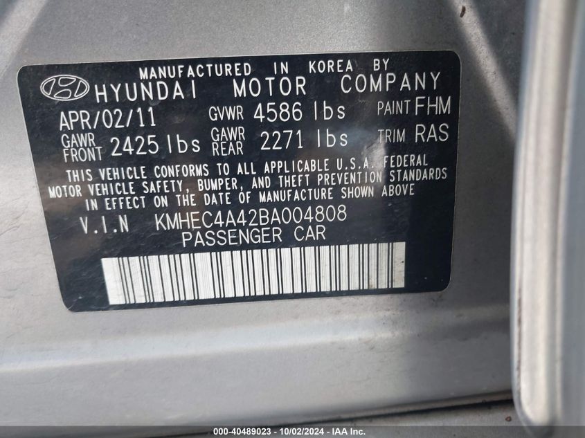 KMHEC4A42BA004808 2011 Hyundai Sonata Hybrid Hybrid