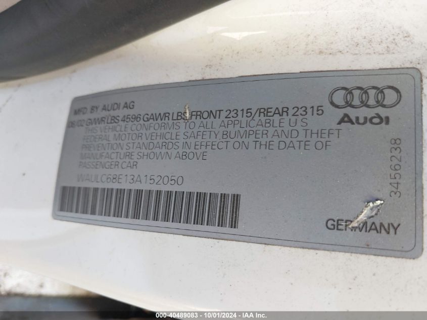 WAULC68E13A152050 2003 Audi A4 1.8T