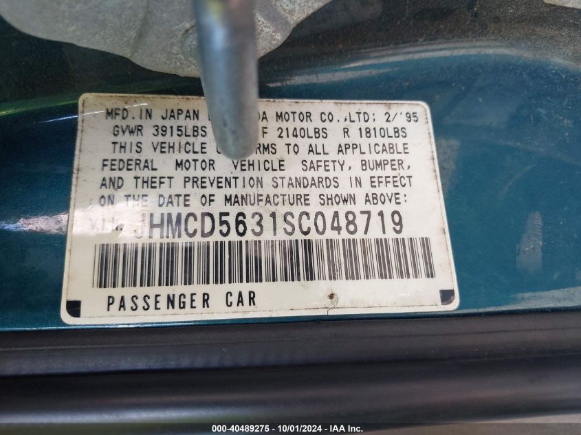 JHMCD5631SC048719 1995 Honda Accord Lx