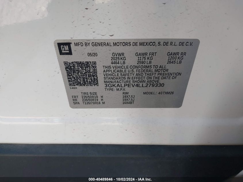 3GKALPEV4LL279330 2020 GMC Terrain Fwd Slt